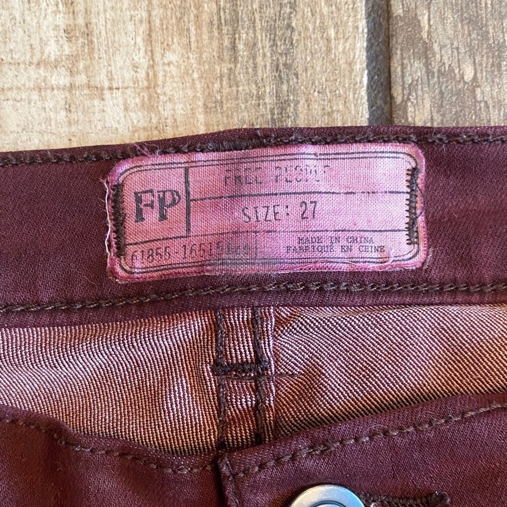 Free People Deep Burgundy Skinny Jeans - Picture 2 of 12